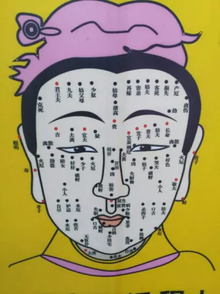 面部痣的位置与命运图解(2)