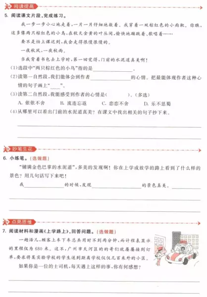 水洼的意思三年级铺满金色巴掌的水泥道(73)